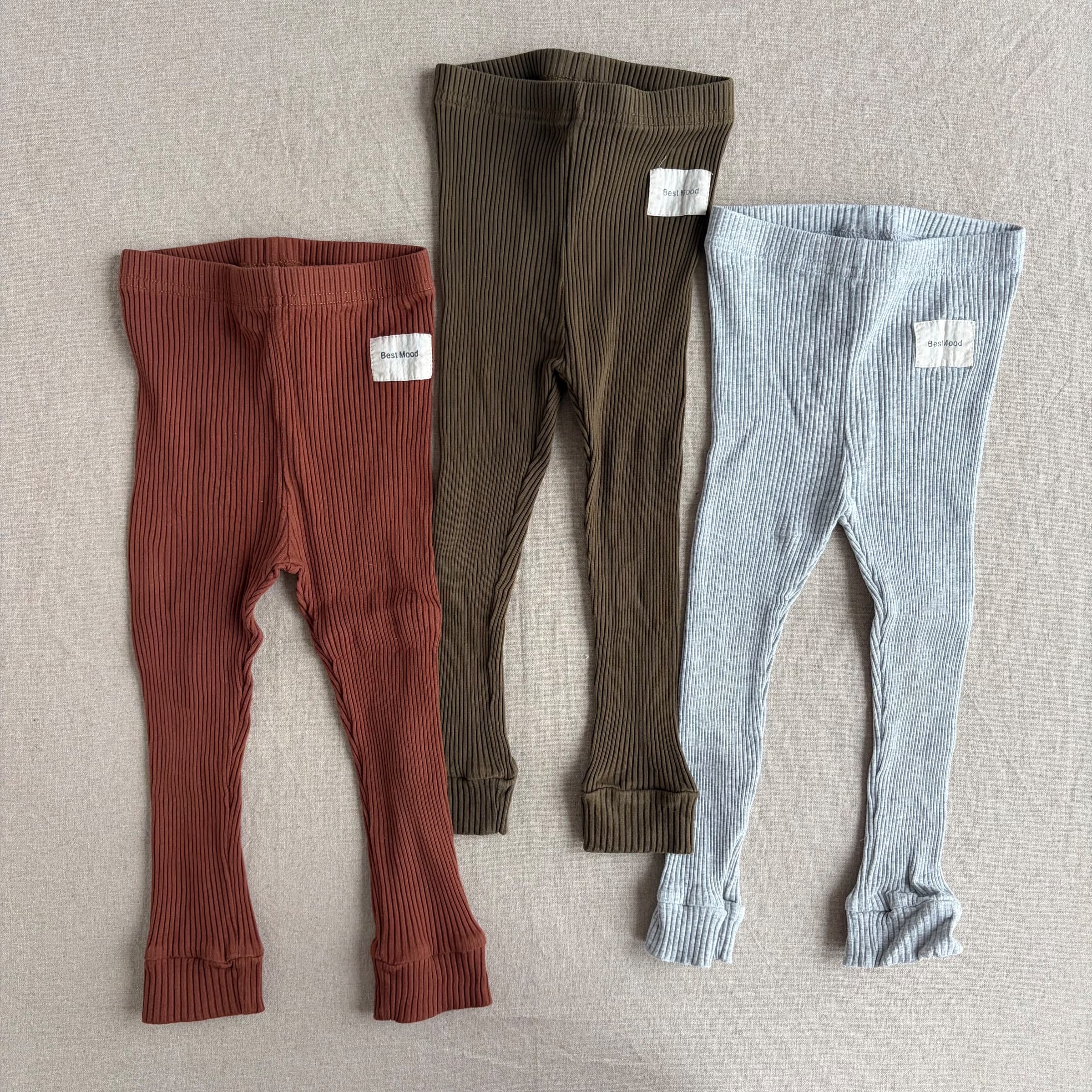 3pk. ribbestrikkede leggings